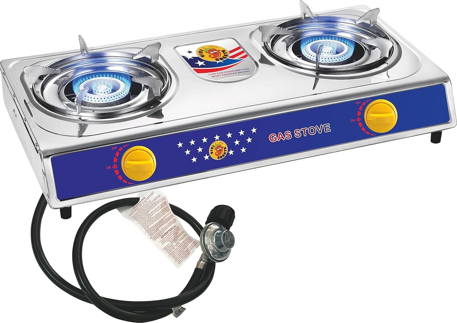 Estufa portátil de gas propano de 2 quemadores para camping y cocina exterior. N