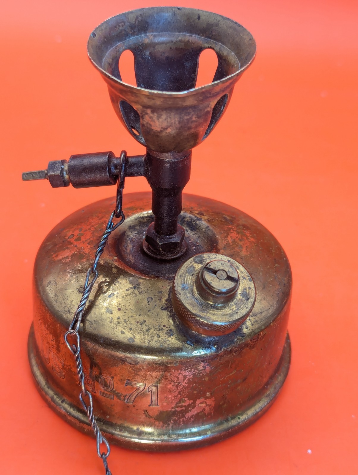 Vintage Primus 71 Pocket Stove Alcohol Fuel Brass/Metal Portable 1 Burner