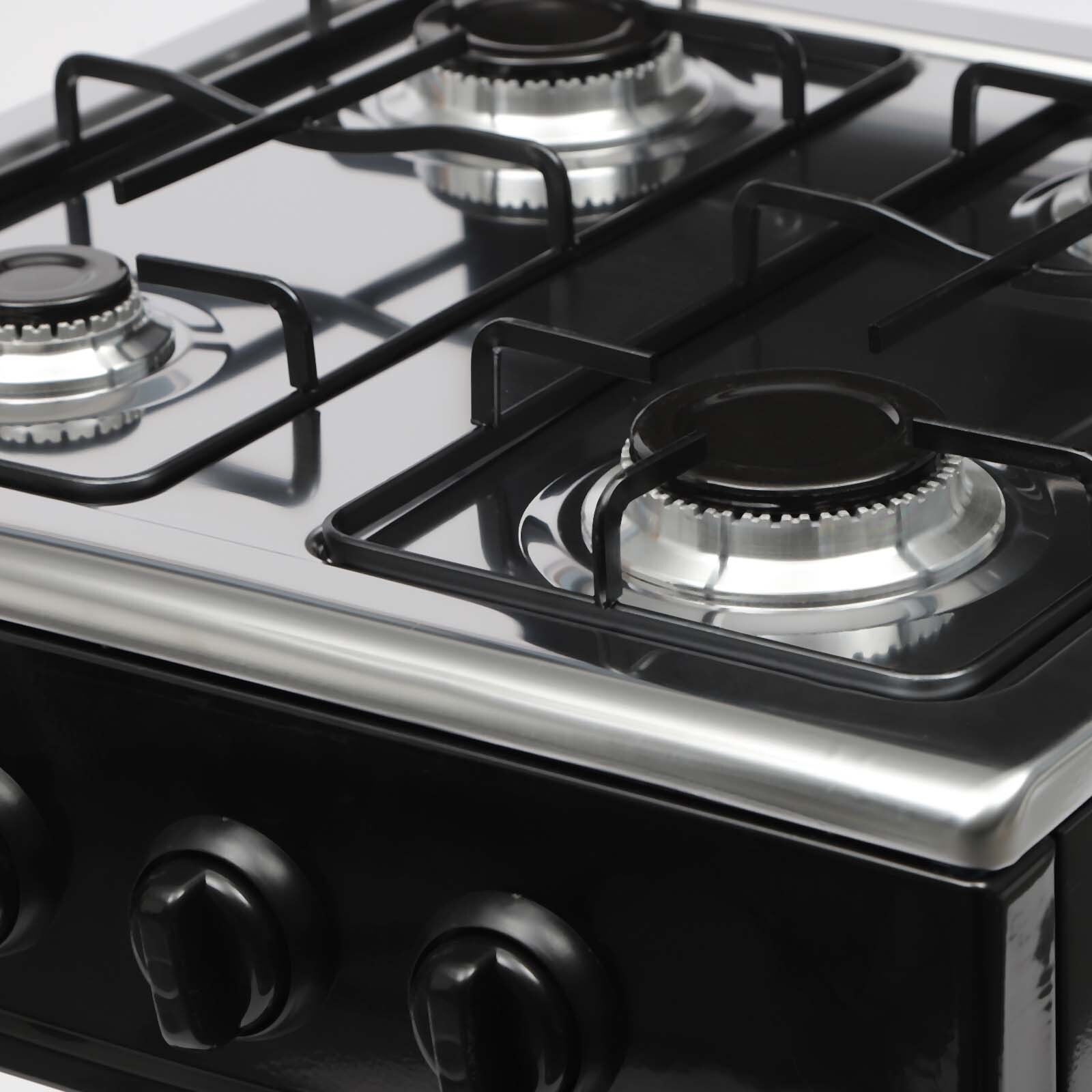 Outdoor Gas 4 Burner Stove Cooker w/Iron Stand 2-Tier Storage w/Windshelter Lid