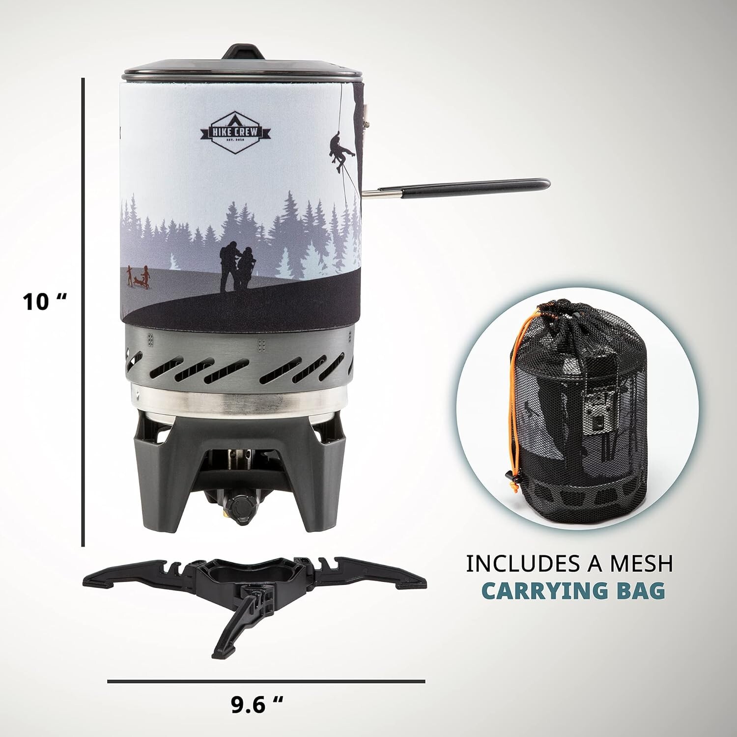 Hike Crew Portable Gas Stove with Pot Set, Camping Cooking System Jetboil Style