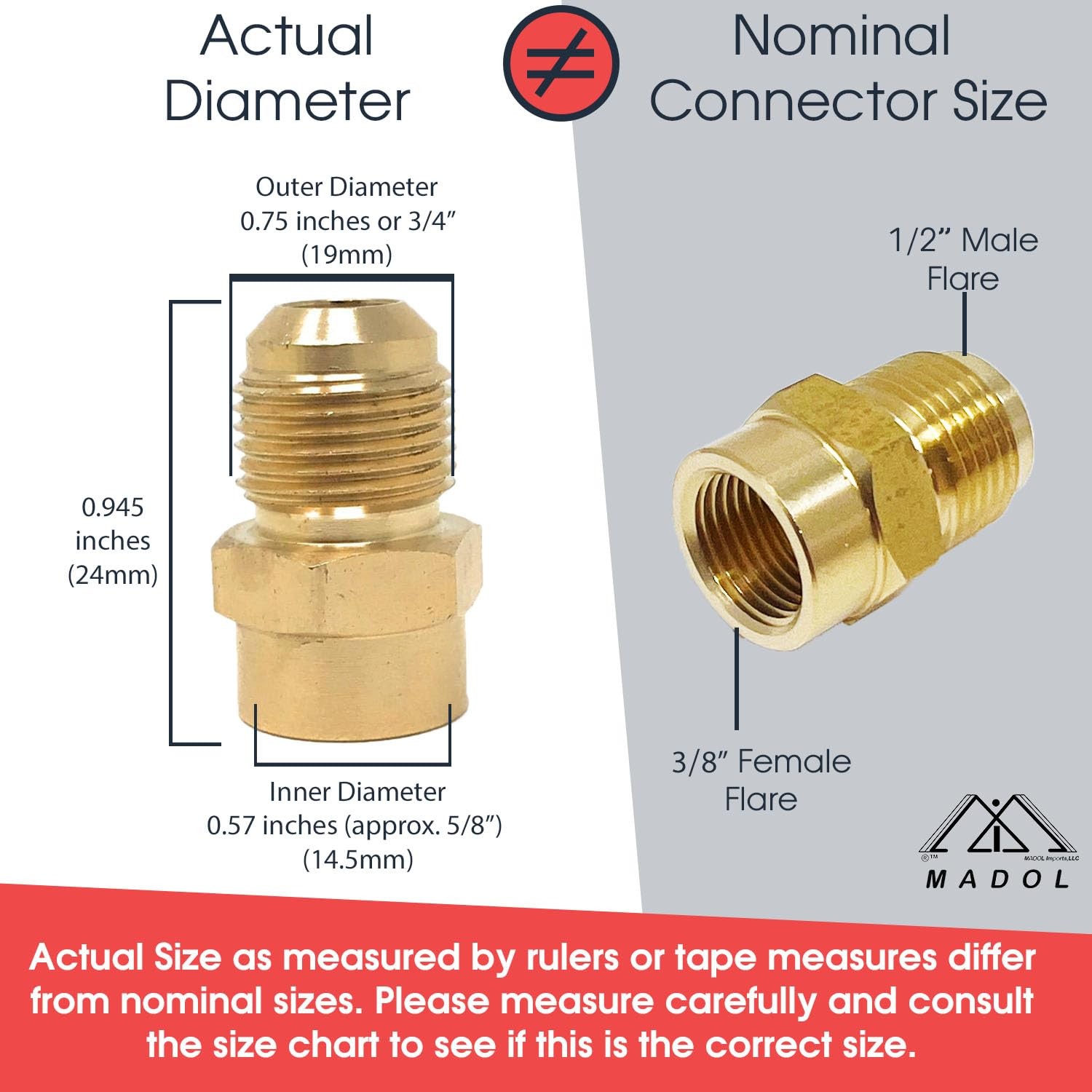 Reducer coupling adapter nominal size adapts 1/2” 1/2 inch x 3/8 inch, Brass