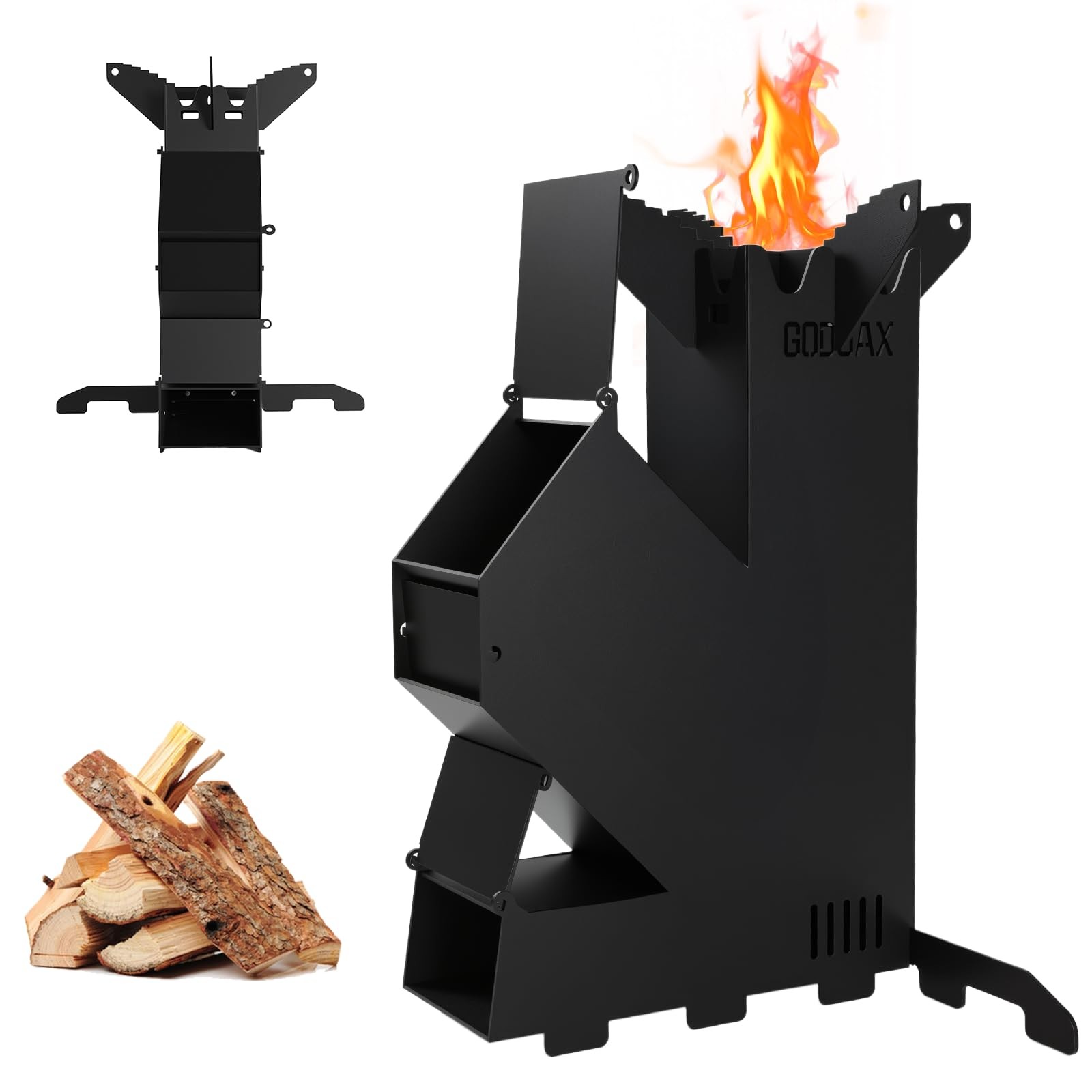 Rocket Stove for Cooking Portable Wood Burning Wood Fire Camping Backyard Coo…