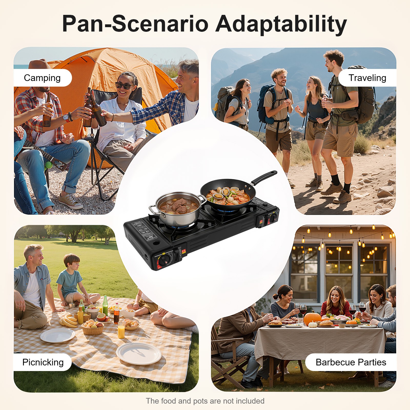 Portable 2-Burner Butane Camping Stove for Outdoor Cooking with Carrying Case