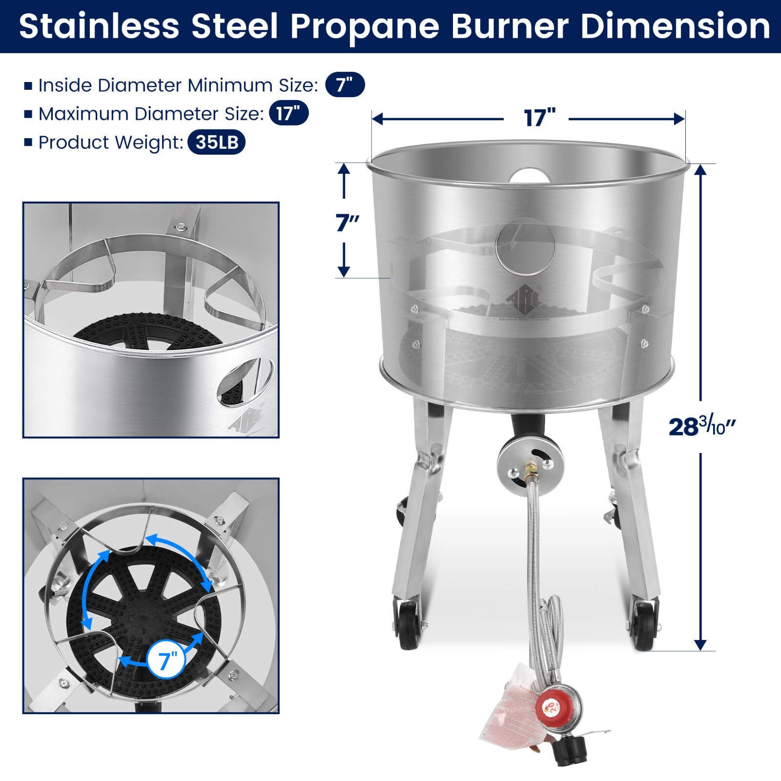 Stainless Steel 200,000 BTU. Single Propane Burner For Outdoor Cooking Gas Stove