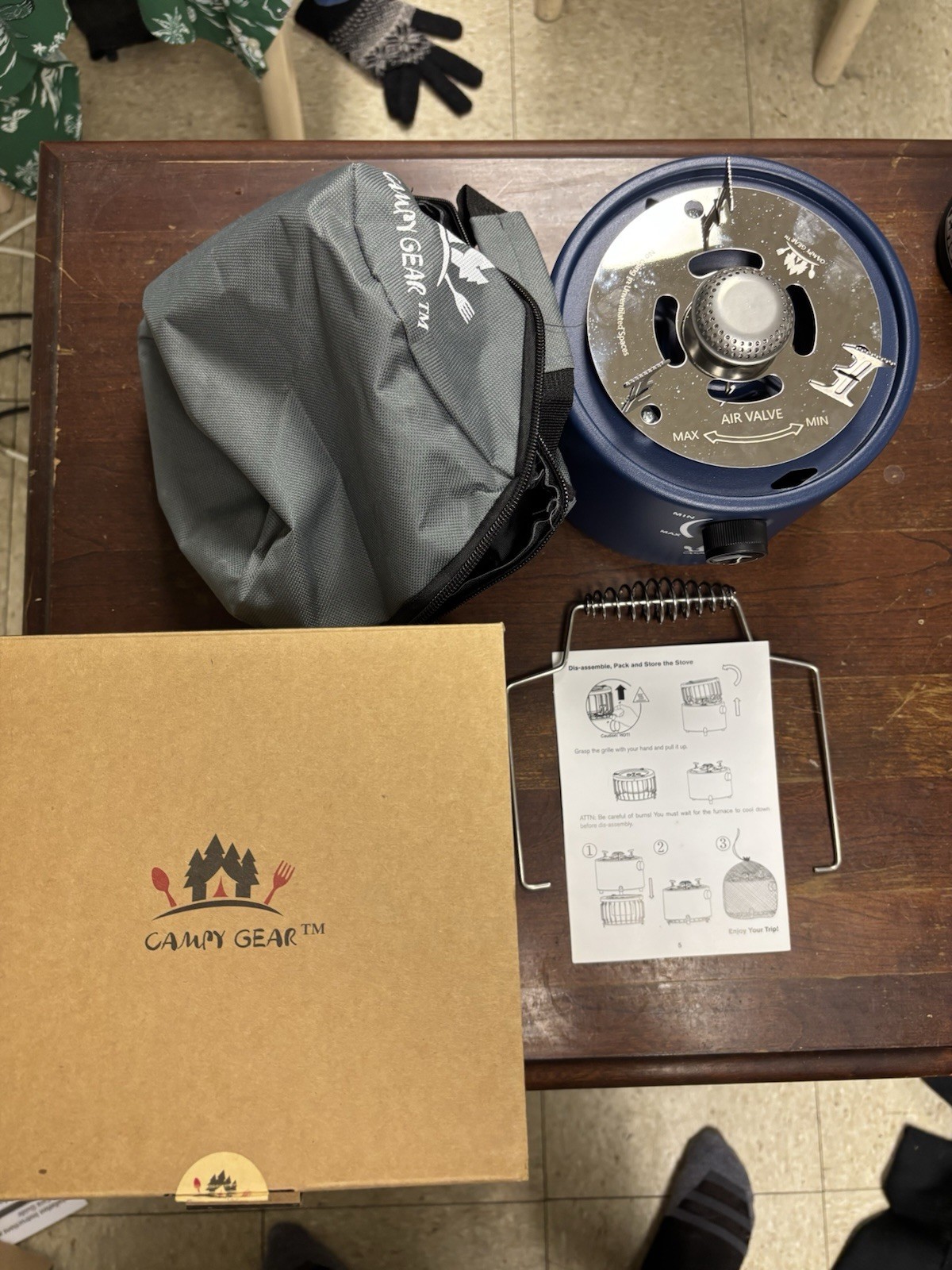 Campy Gear Portable 1-Burner Gas Stove System Blue w/ Carry Case & Manual