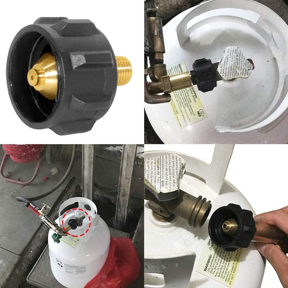 Hooshing QCC1 Propane Gas Fitting Adapter with 1/4 Inch NPT Male Pipe Black