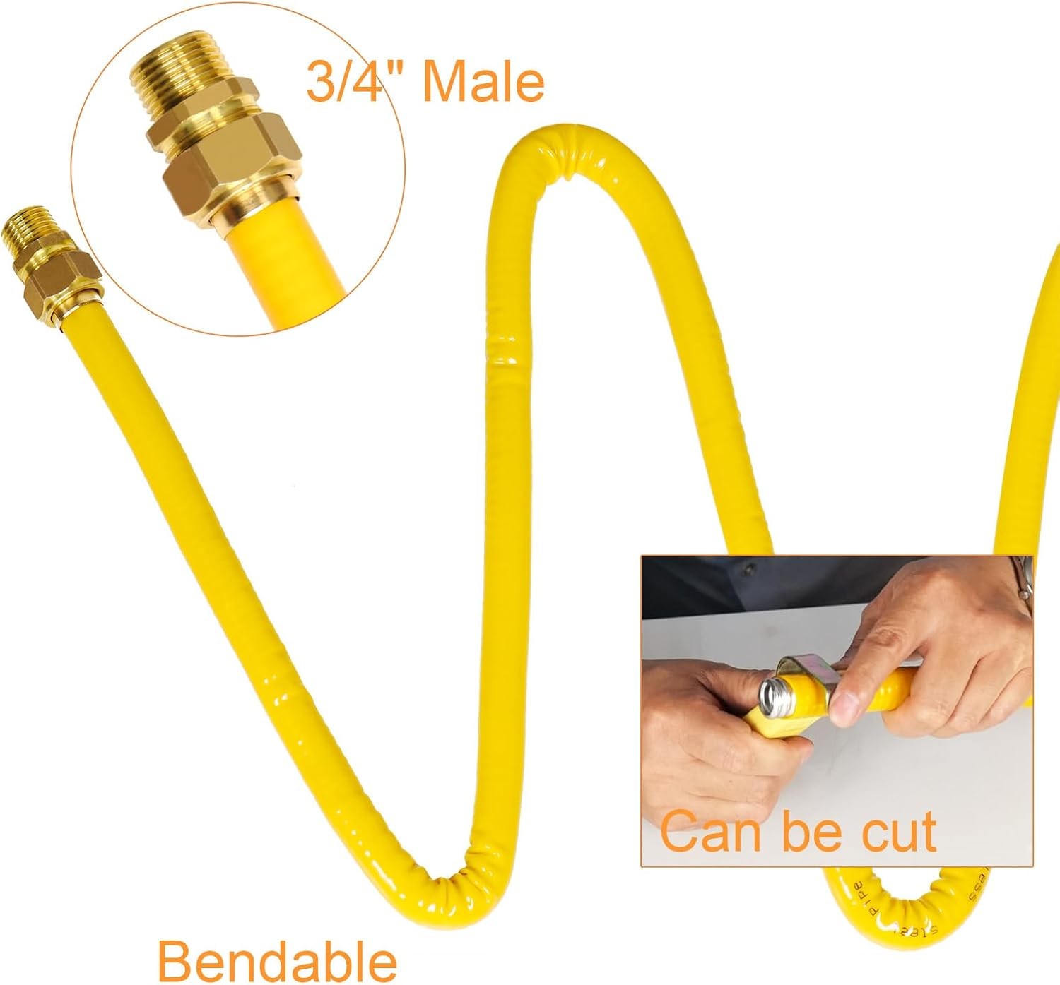 70ft 3/4” Gas Line CSST Flexible Stainless Steel 70 ft – 3/4", Yellow