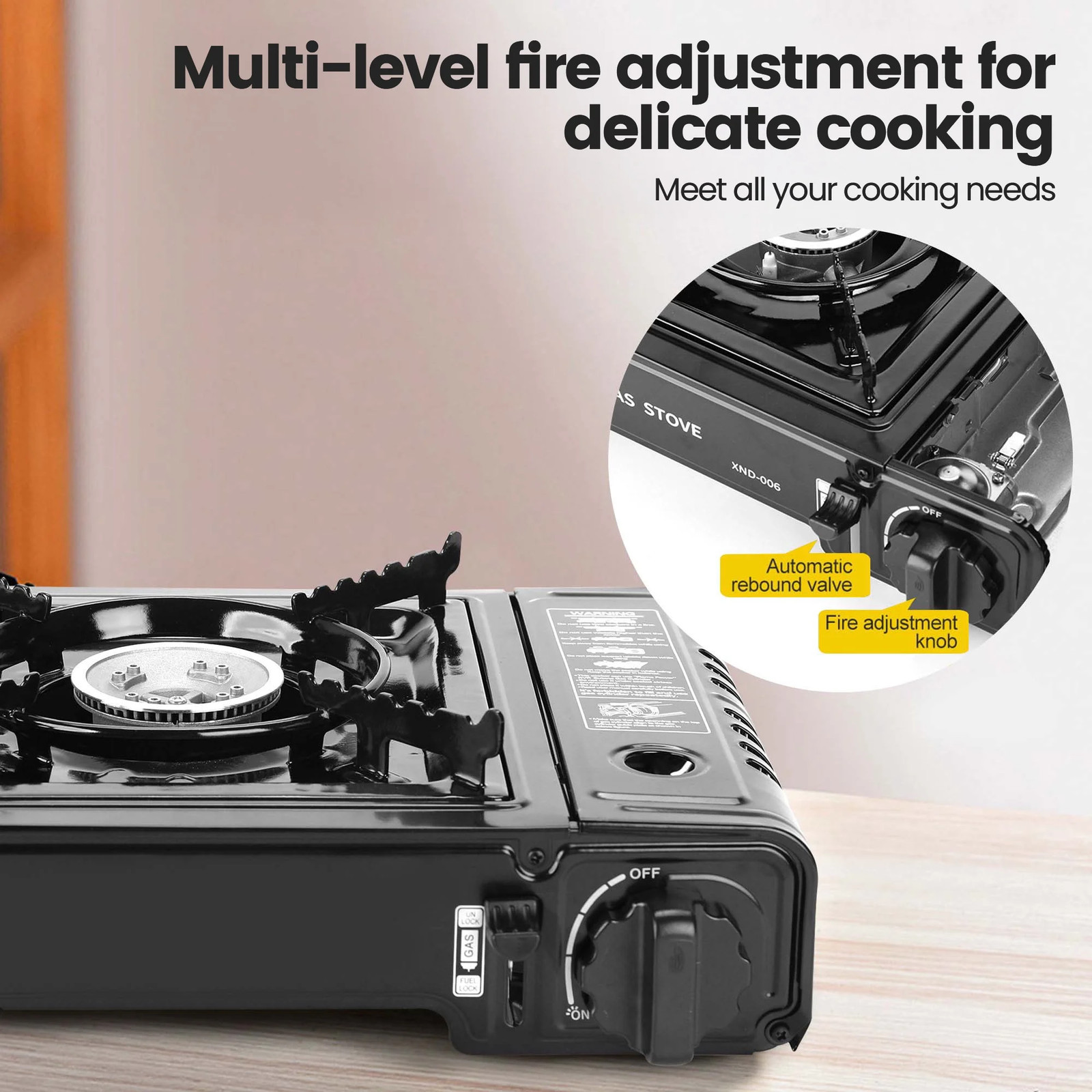 Portable Camping Stove, 1 Burner Butane Gas Stove with Updated Carrying Case