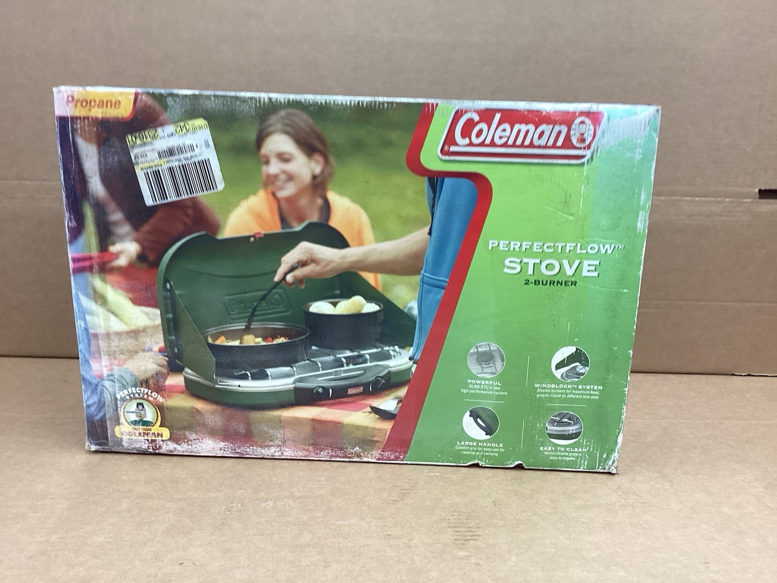 Coleman Propane Perfect Flow Camping Stove 2 Burner 5469-900 Green Brand New