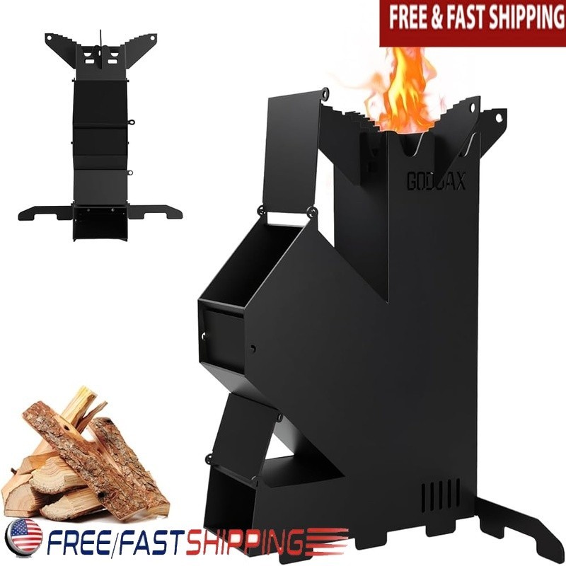 Portable Wood Rocket Stove Outdoor Cooking Efficient Lightweight Durable Design