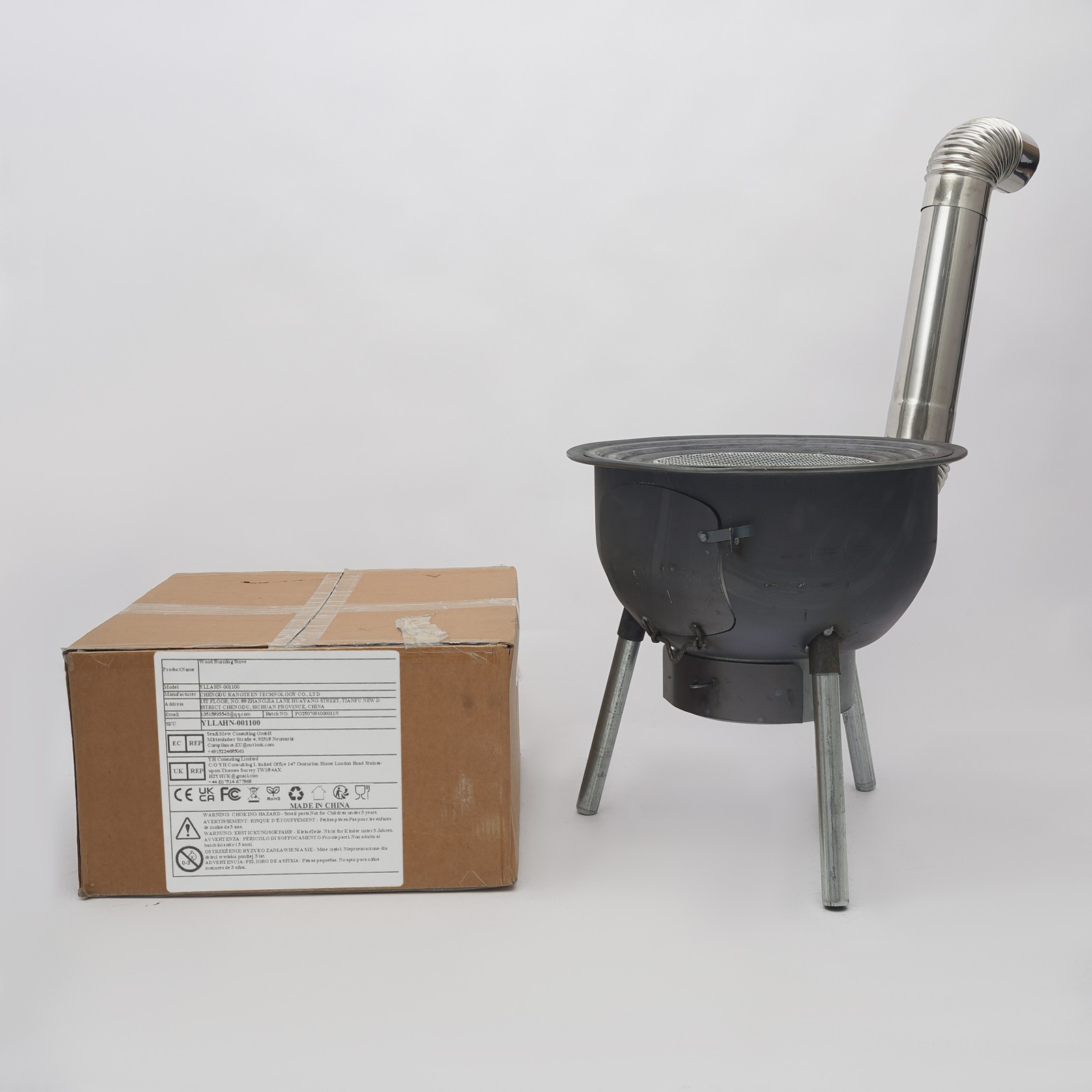 Wood Burning Stove with Grill Rack Charcoal Grill Camping Rocket Stove Outdoor
