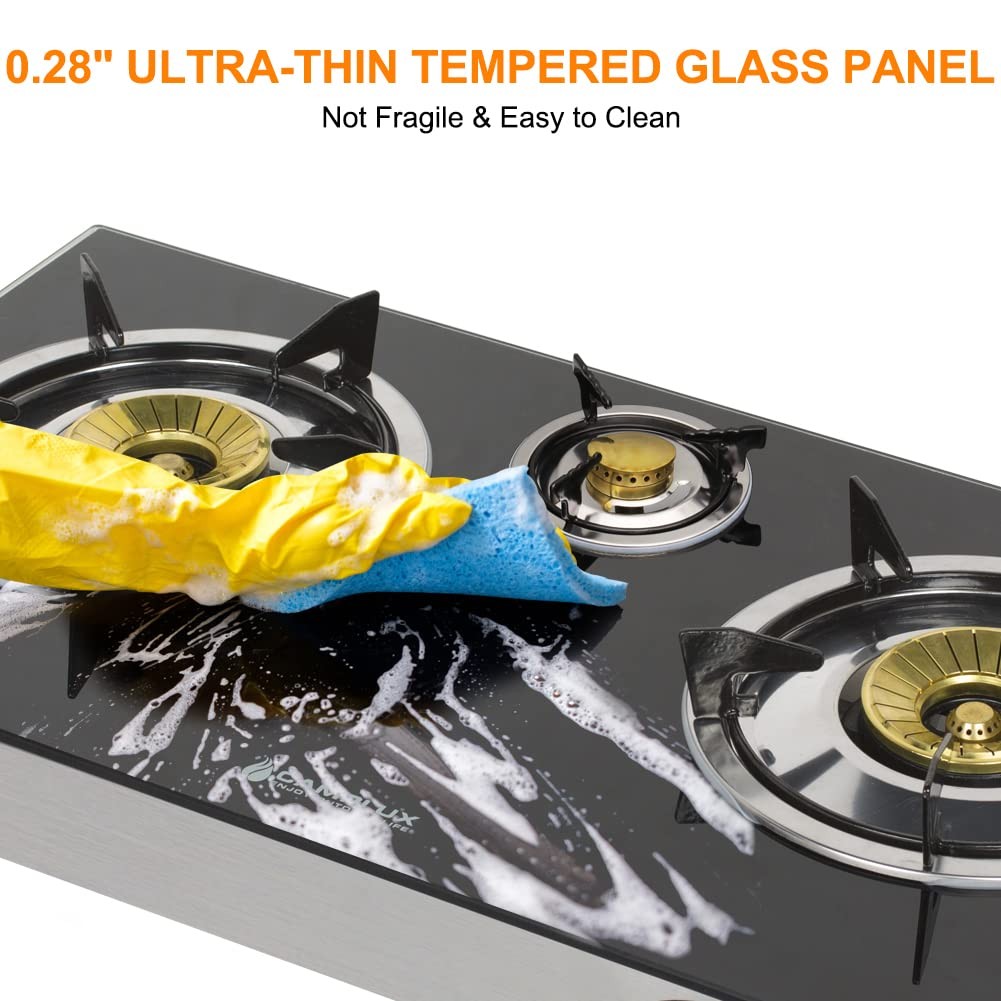 CAMPLUX Portable Propane Camp Stove 1/2/3 Burner Gas Outdoor Cooker Glass/Steel
