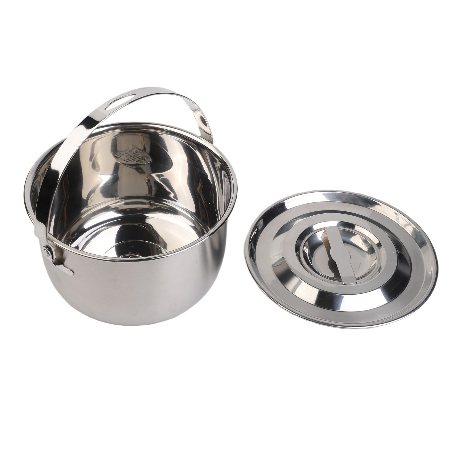 Outdoor Cooking Pot Stainless Steel with Lid and Handle for Camping Trips