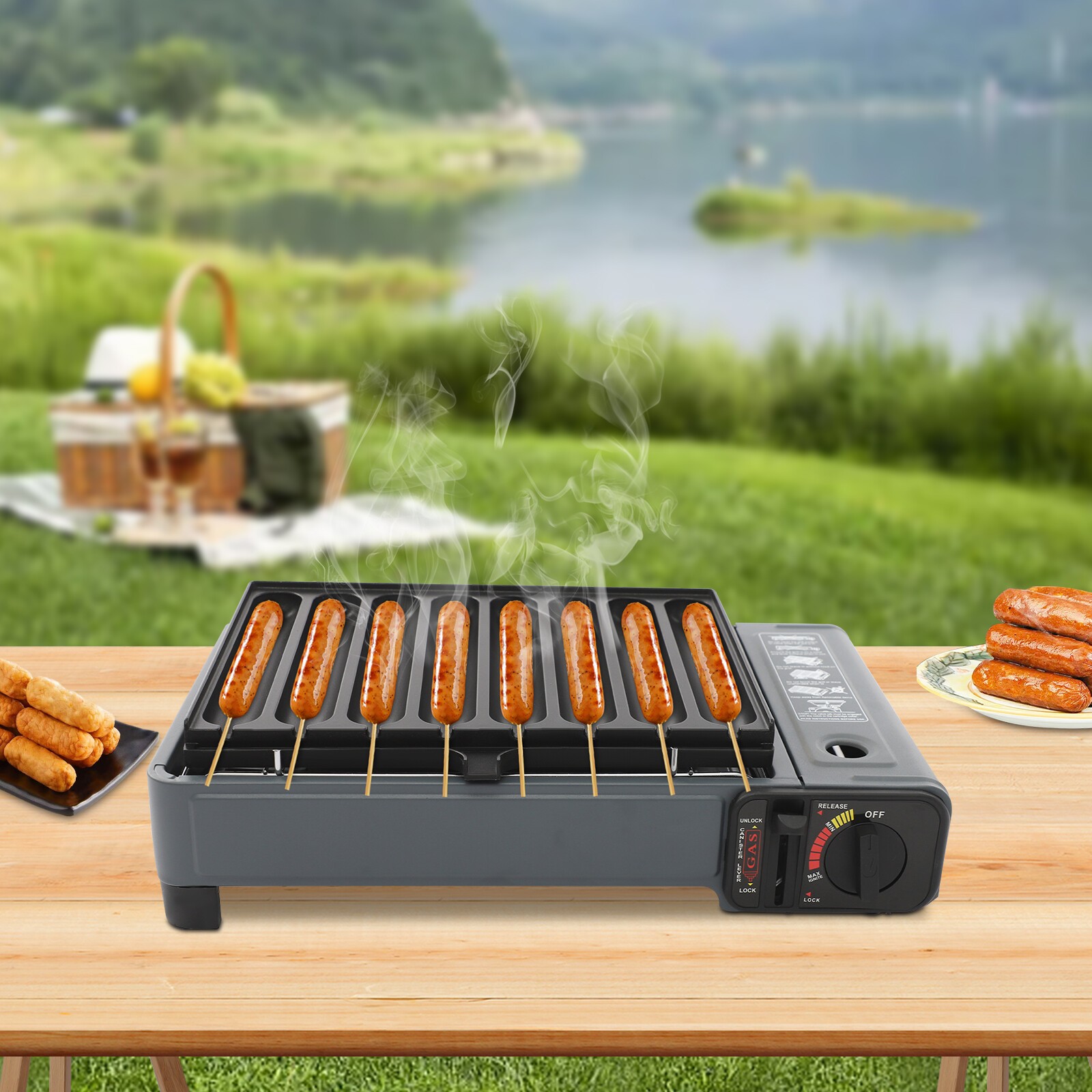 Butane Stove, Portable Camping Gas Stove, Gas Grill Stove with Anti-slip Feet