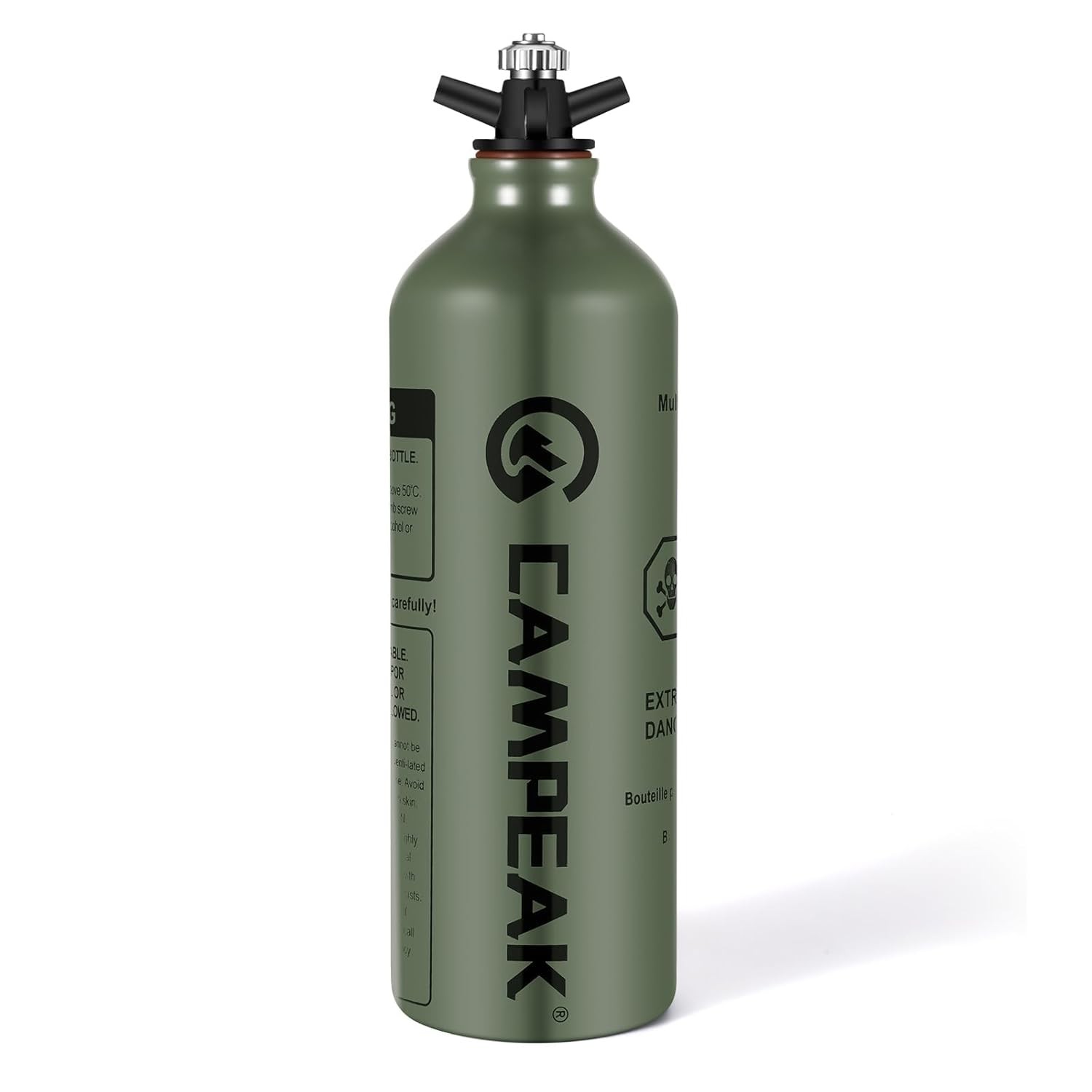 1L Fuel Bottle Camping Outdoor Safety Valve Armoured Green Camping Fuel