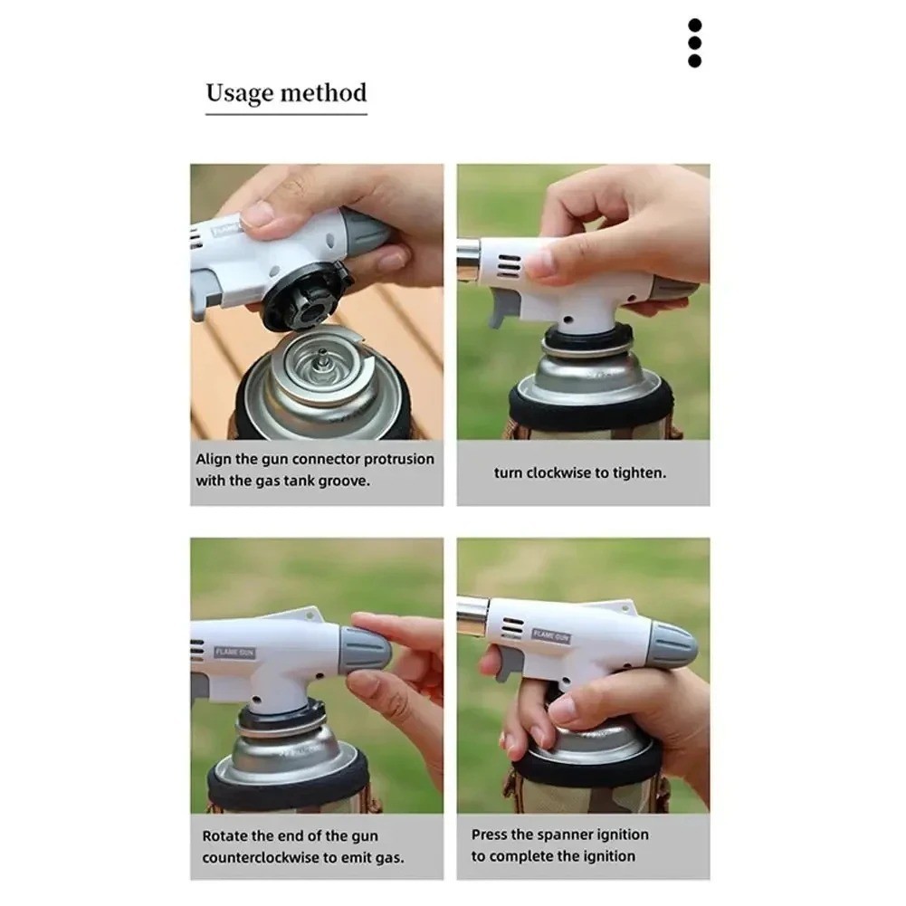 Outdoor Butane Gas Torch Burner Adjustable Flame for Camping Cooking BBQ Baking