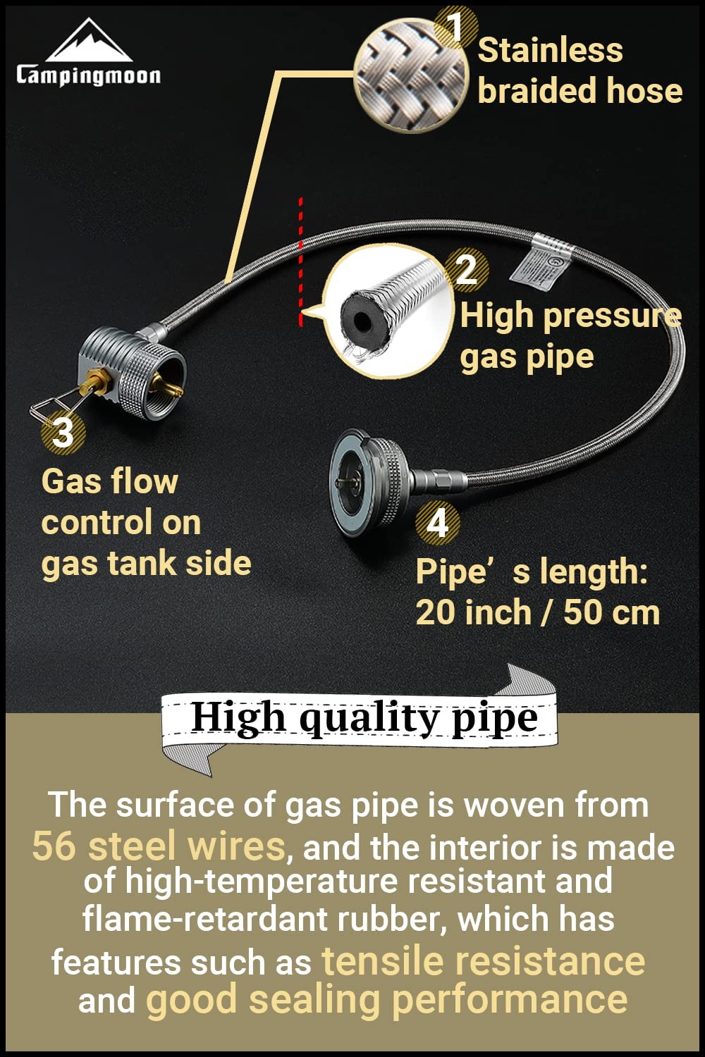 Propane to Butane Adapter with Regulator and Hose for Camping Stoves