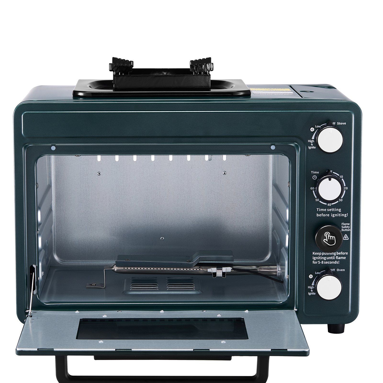 Gas Powered 2-in-1 Portable Oven 19.29×14.17×14.96in High Heat Output Camping