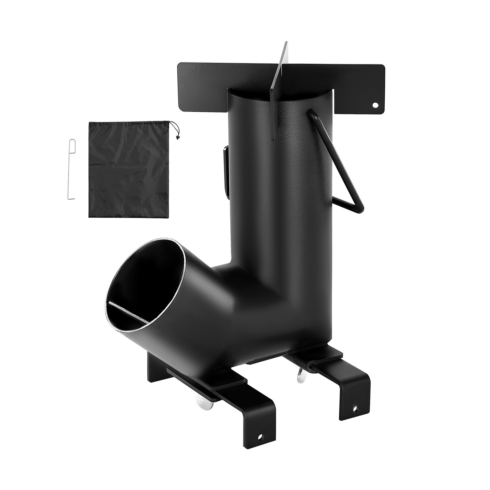 Portable Camping Rocket Stove – Burn Wood, Twigs for Outdoor Cooking, Black