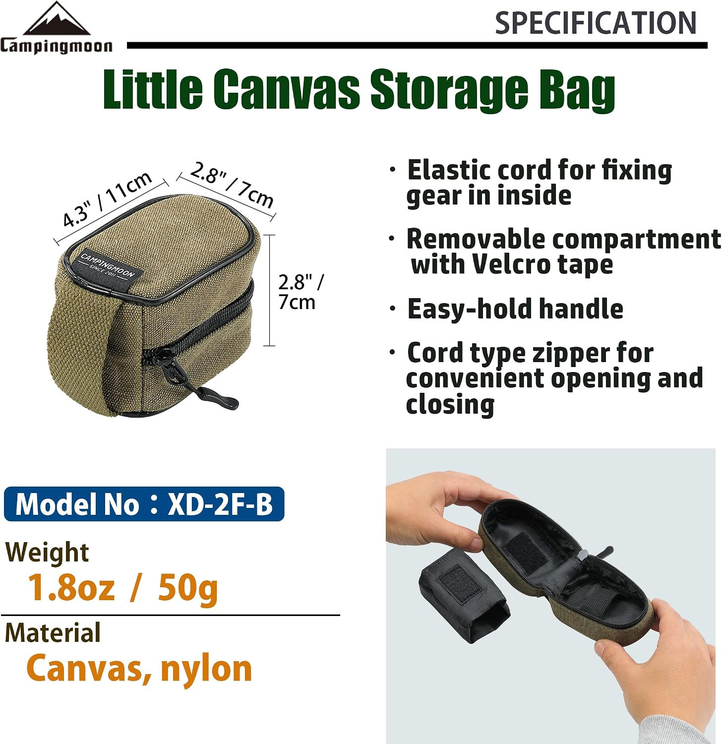 Pocket Stove Bag Storage Case for Micro Regulator Stove Sturdy Canvas XD-2F-B