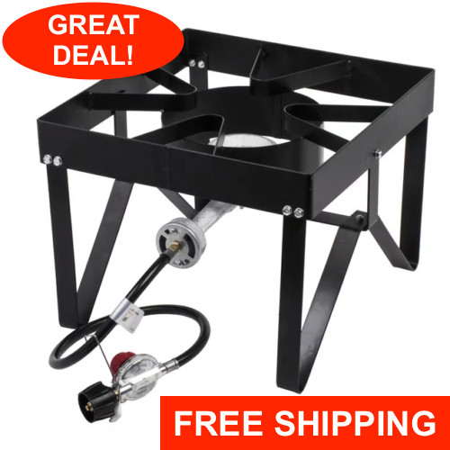 Square Single Burner Liquid Propane Outdoor Patio Stove Range Turkey Fish Fryer