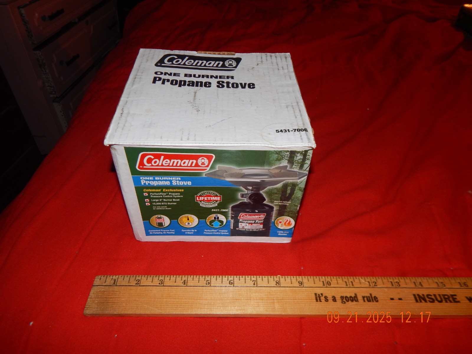 Coleman One 8″ Large Burner Propane Stove Model 5431-700G Vtg Camping Cook Stove