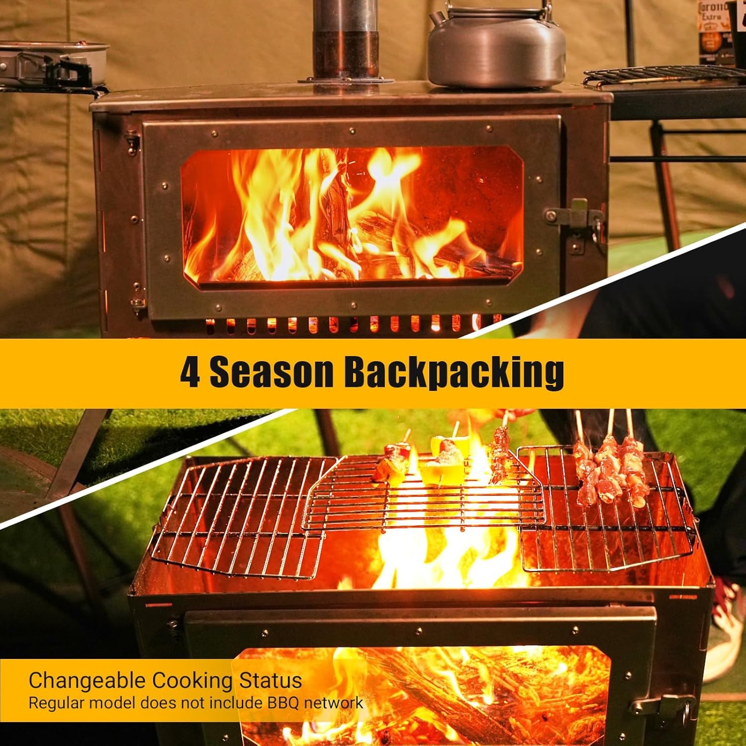 Portable Hot Tent Stove,Stainless Steel Stove with Pipe Bag,Backpacking,Heating