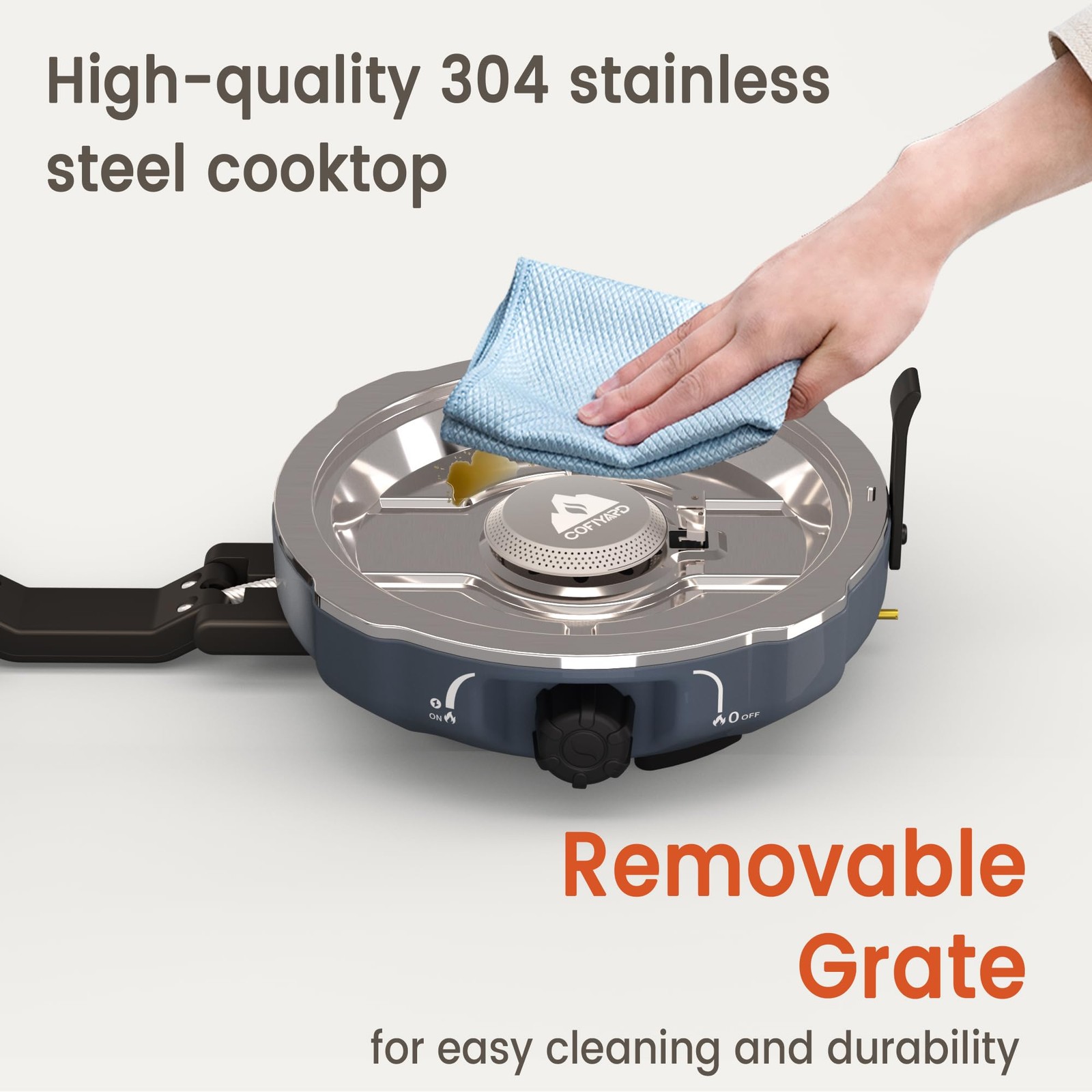 20,000 BTUs 2 Burner Propane Camping Stove, portable, Overland Grey
