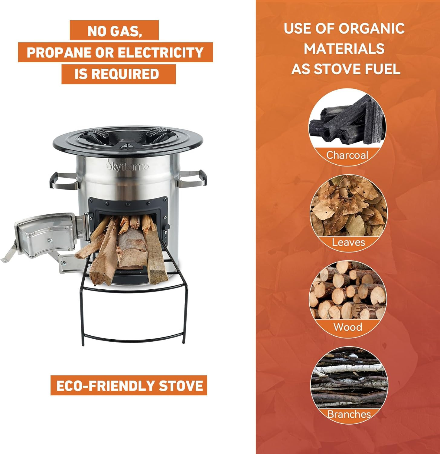 Portable Stainless Steel Camping Rocket Stove for Outdoor Adventures