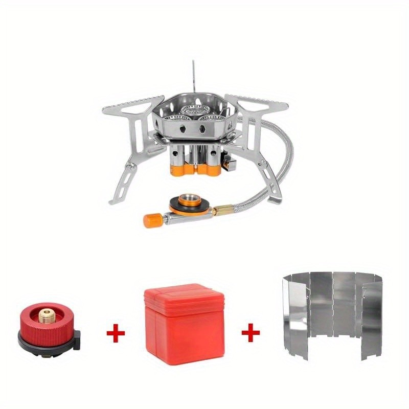 3-Core Burner Camping Stove with Fuel Canister Adapter, Portable Camp Stove Set