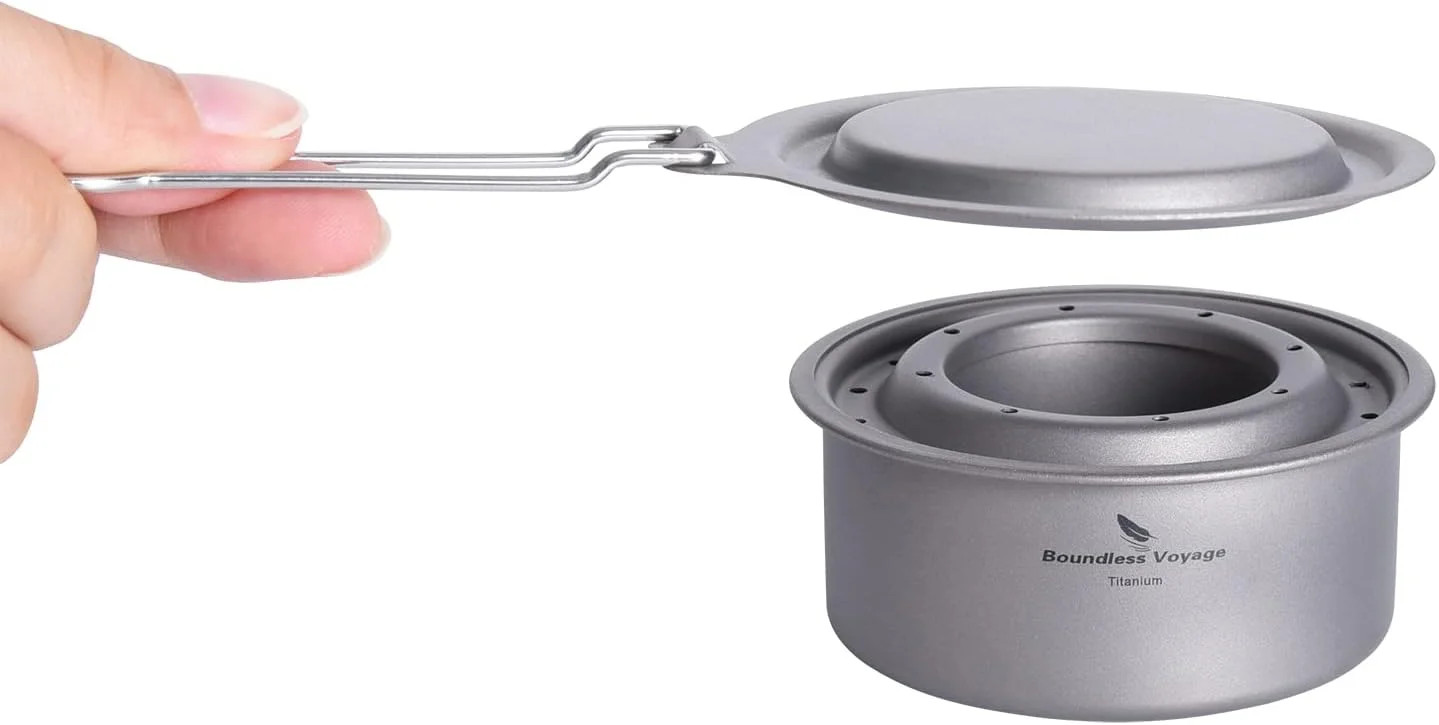 Camping Titanium Spirit Alcohol Stove with Pot Stand Backpacking Wood Stove Outd