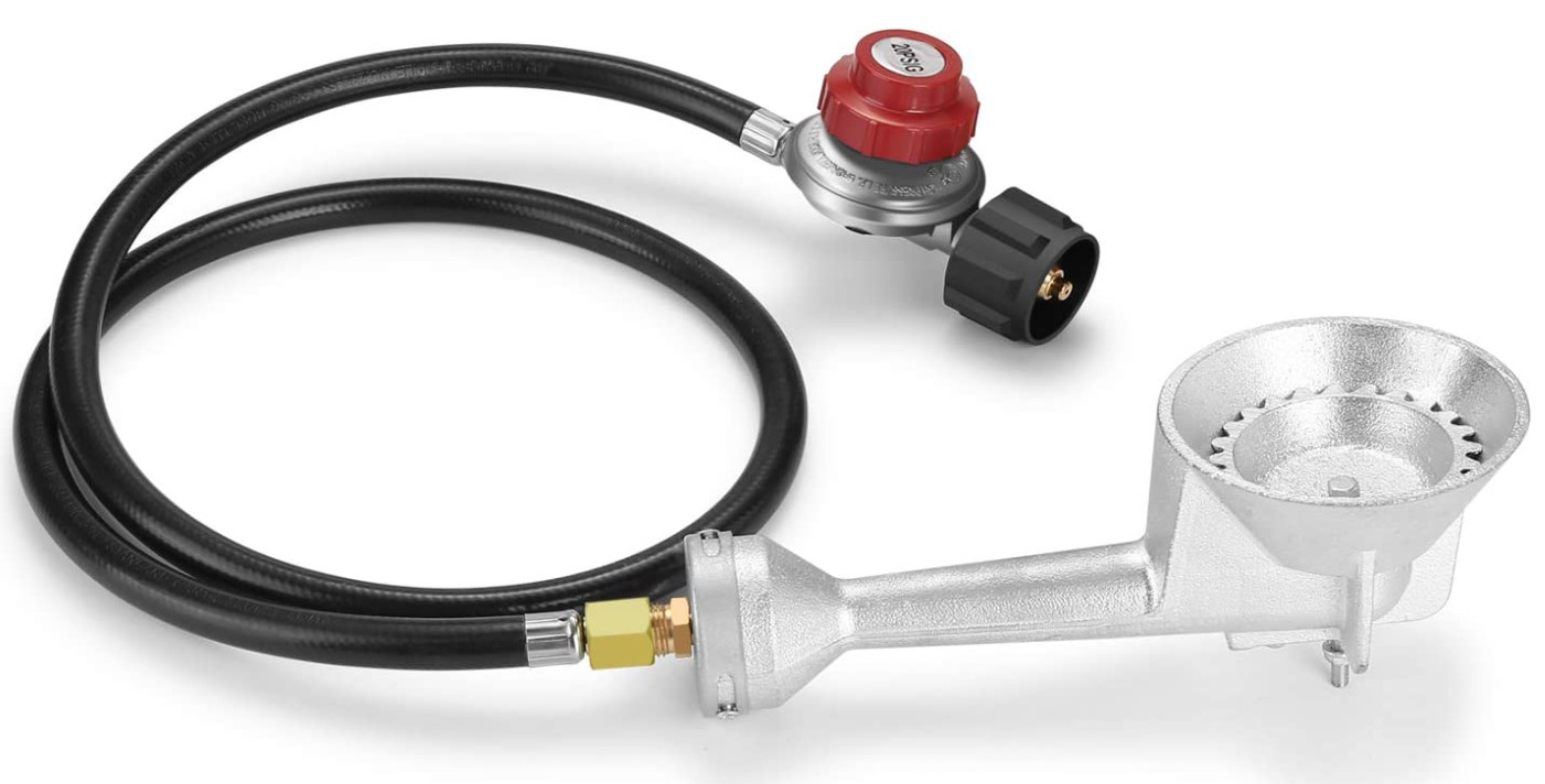 Propane Cast-Iron Round Burner & 4FT 20PSI High Pressure Regulator Hose& Fitting