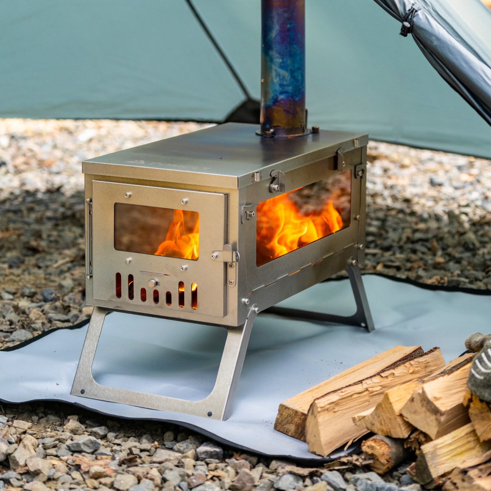 POMOLY Ti 0.6 Camping Wood Stove Portable Lightweight Titanium Stove for Hiking