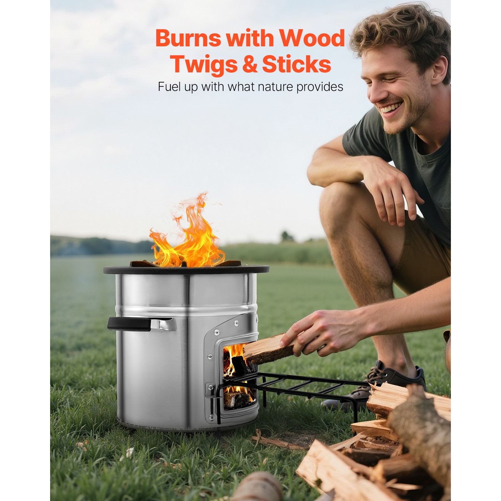 Uimoso Portable Camping Rocket Stove with Carry Bag for Wood Burning