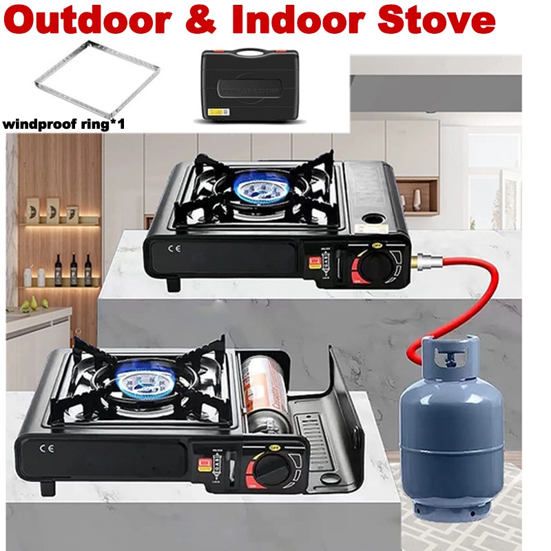 High-Power 3500W Butane Camping Stove with Brass Windproof Cooking Burners