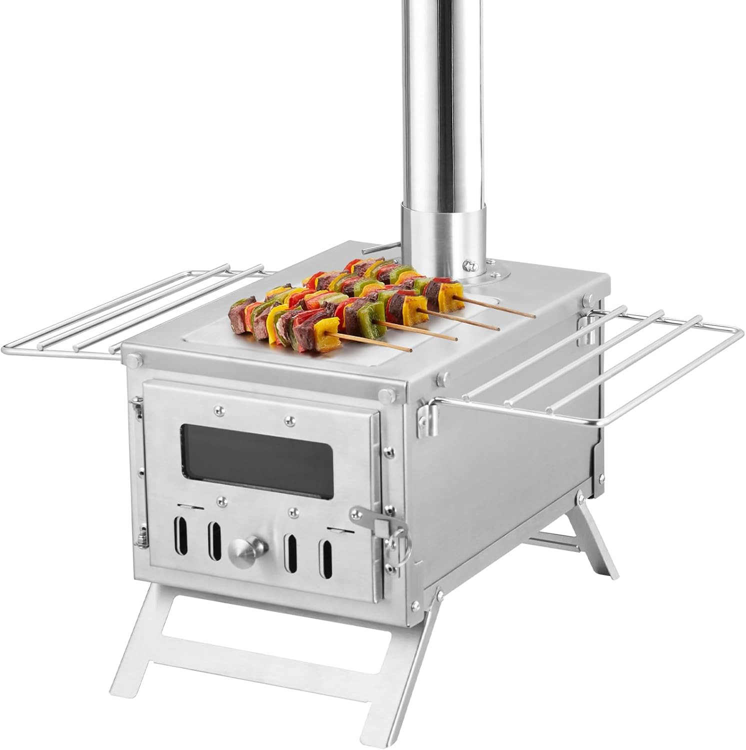 Camping Wood Stove Stainless Steel Camping Tent Stove, Portable Wood Burning Sto