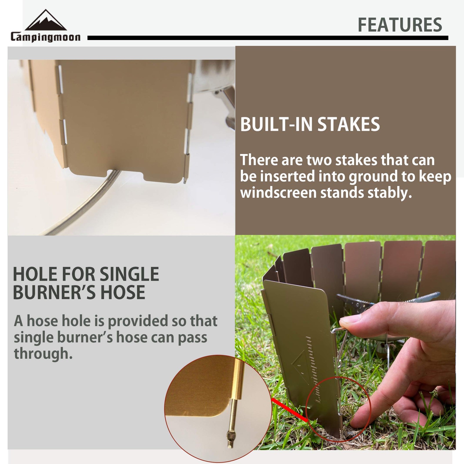 CAMPINGMOON 5.5 inch High Camping Stove Windshield with Storage Box YD-8