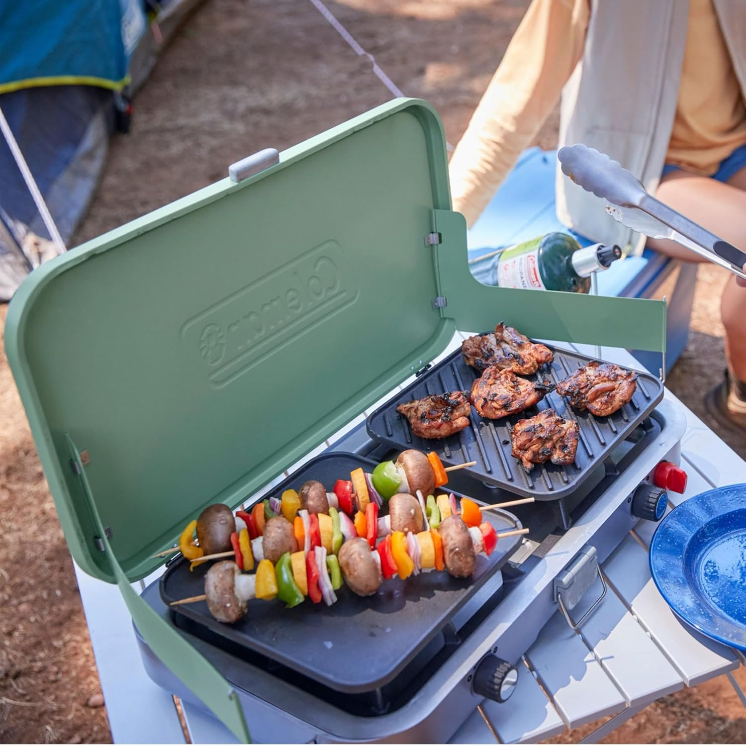 Cascade 3-In-1 Outdoor Camp Stove, Portable Cooktop with Included Cast-Iron Gril