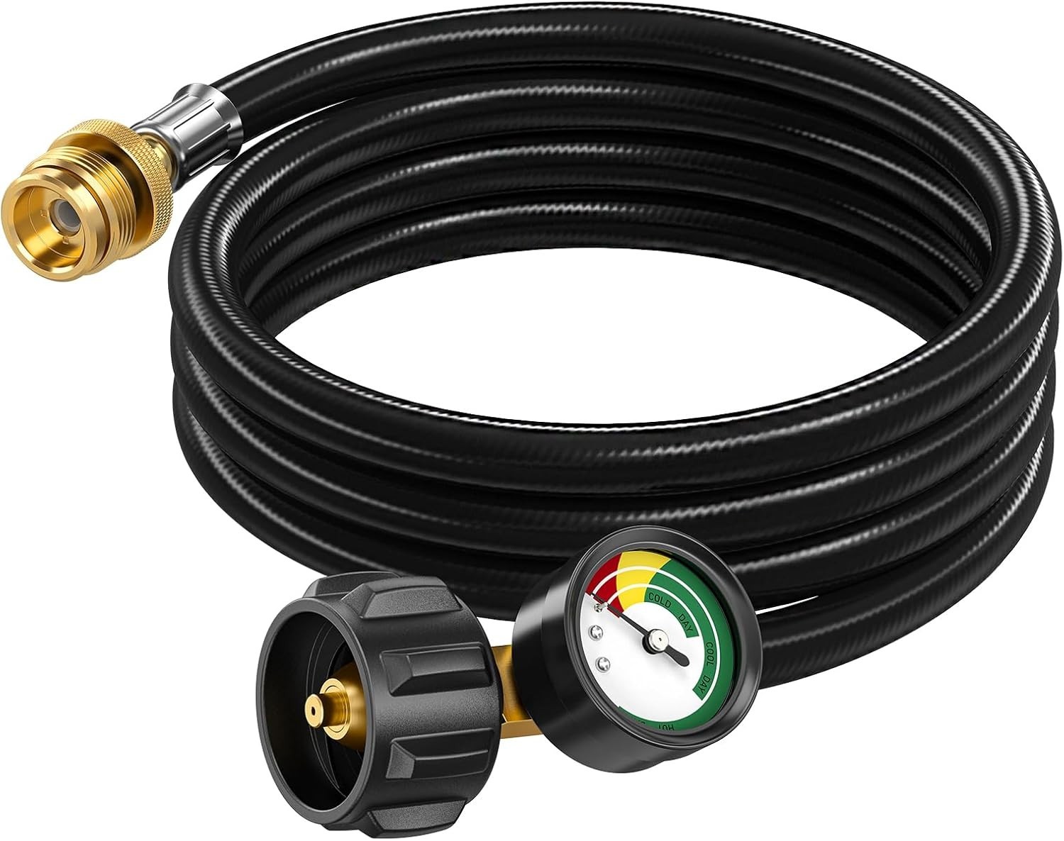 6ft Propane Hose Adapter 1lb to 20lb w/Gauge Camping BBQ Cooking Stove Griddle..