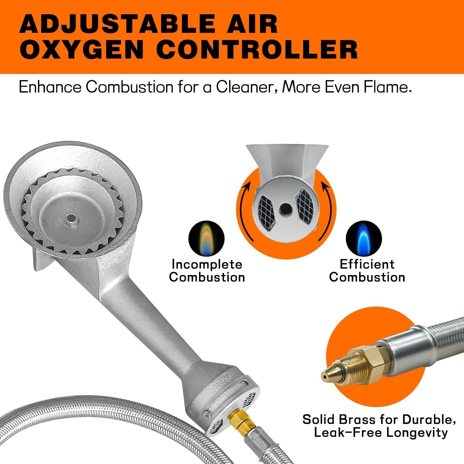 Durable Cast Iron Taper Burner Head Adjustable 20 PSI Propane Regulator Hose