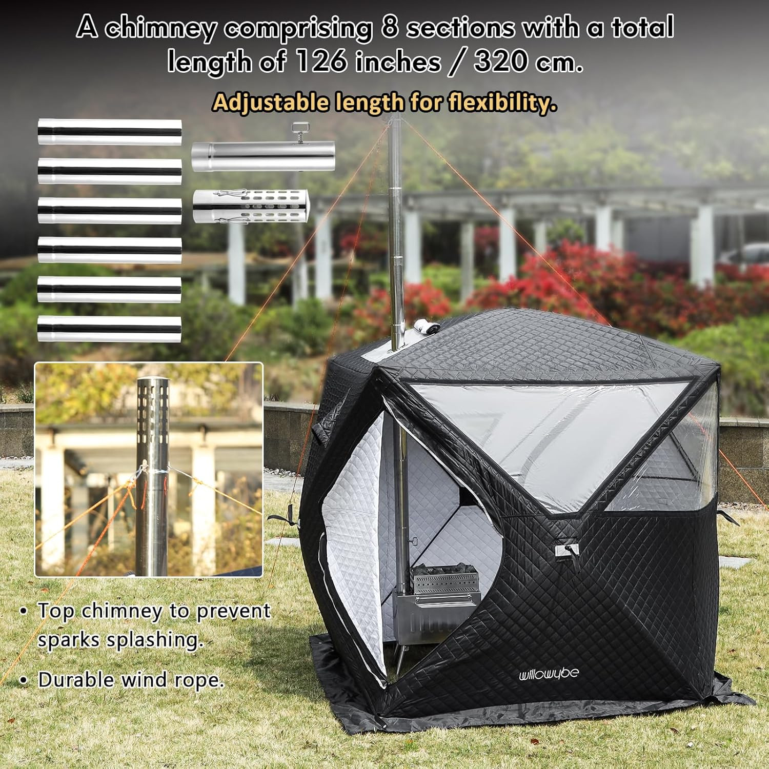 Outdoor Sauna Hot Tent Stove, Rocket Stove Heater, Portable Camping Wood Stove f