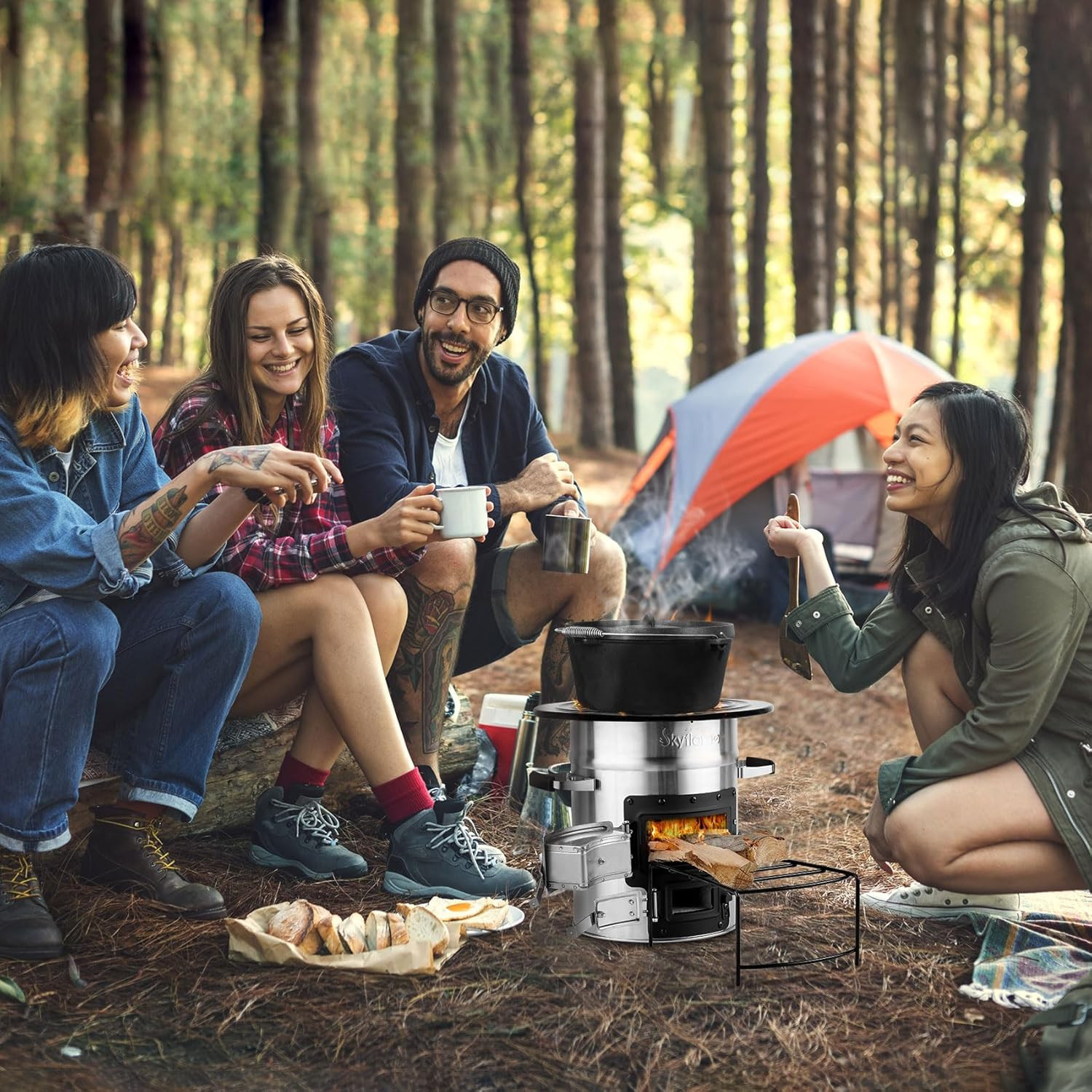 Portable Stainless Steel Camping Rocket Stove for Outdoor Adventures