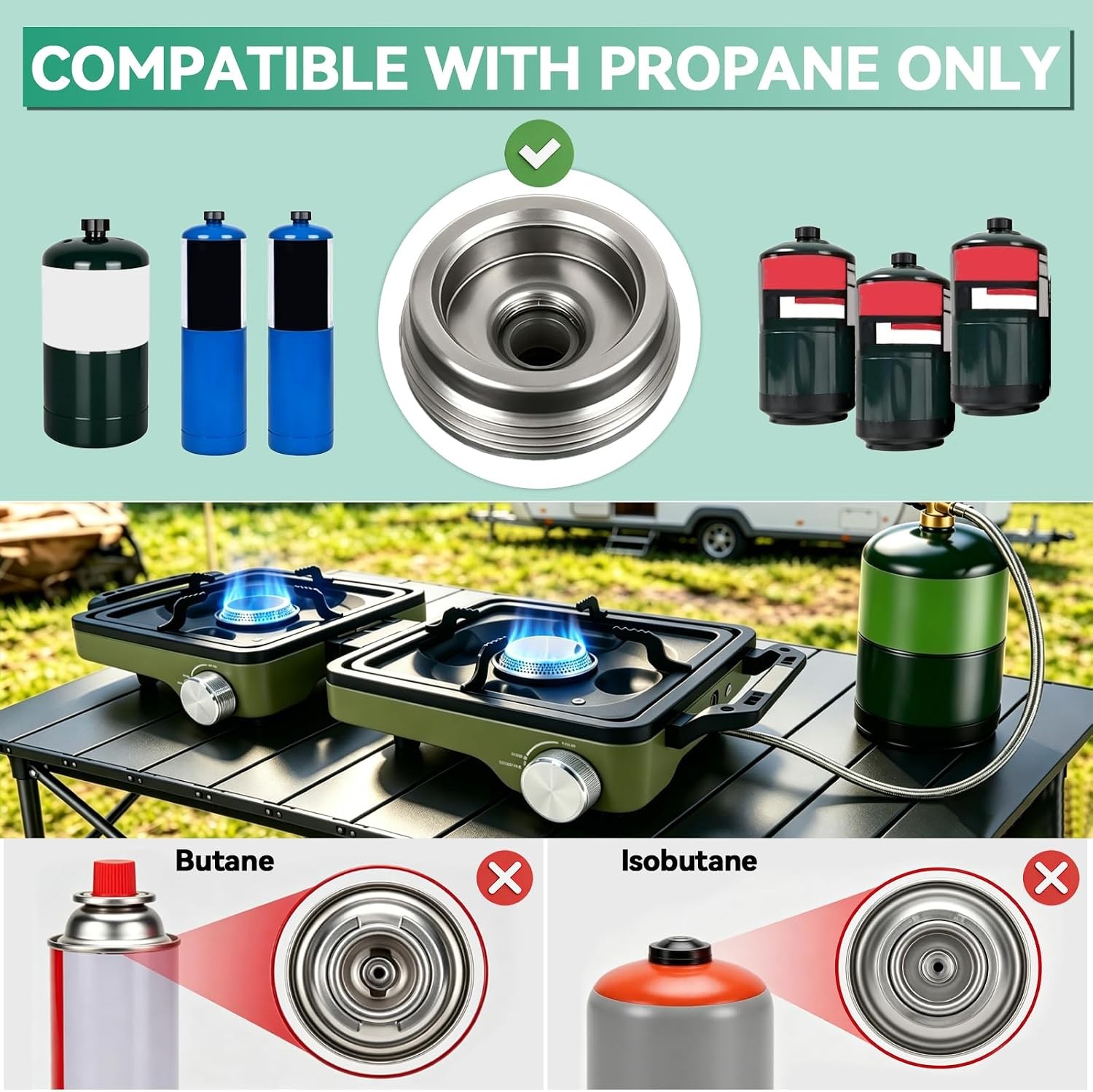 2 Burner Portable Camp Stove 24000 BTU Propane Camping Stove W/ Windshield