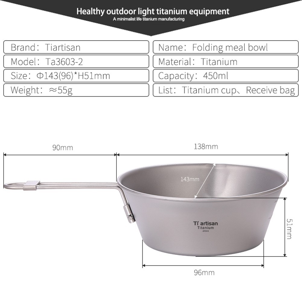 Foldable And Lockable Handle Camping Bowl Pot For Ultralight Backpacking