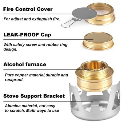 Mini Alcohol Stove Detachable Stand Windproof Base Efficient Alcohol Burner