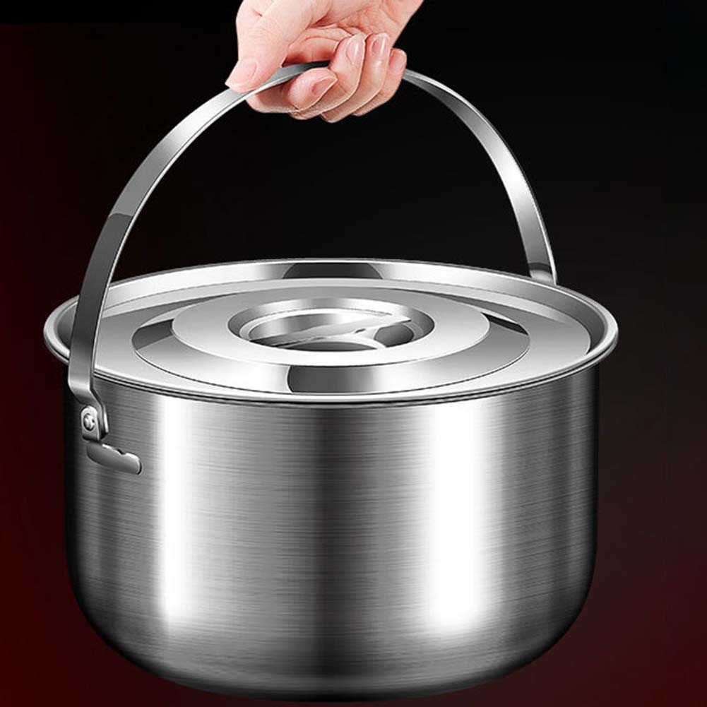 Outdoor Cooking Pot Stainless Steel with Lid and Handle for Camping Trips