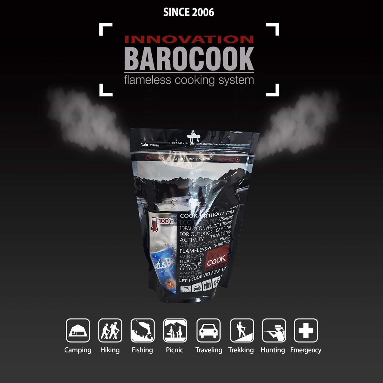 BC-911 Barocook Flameless Cooking Pouch Set – Portable Zipper Bag Heating Syst