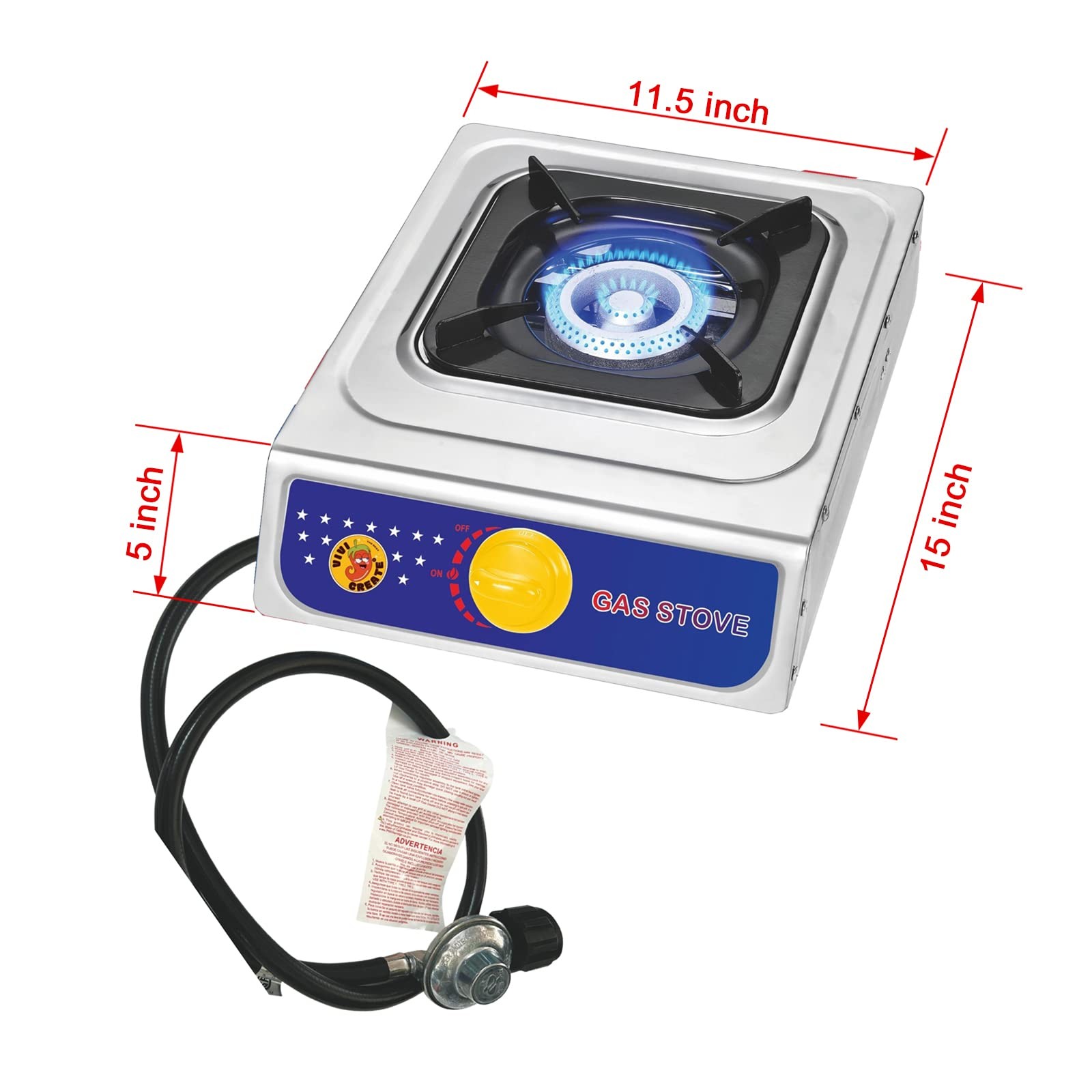 Propane Gas Stove 10000 BTU Single Burner Stainless Steel Cooktop Portable Ou…