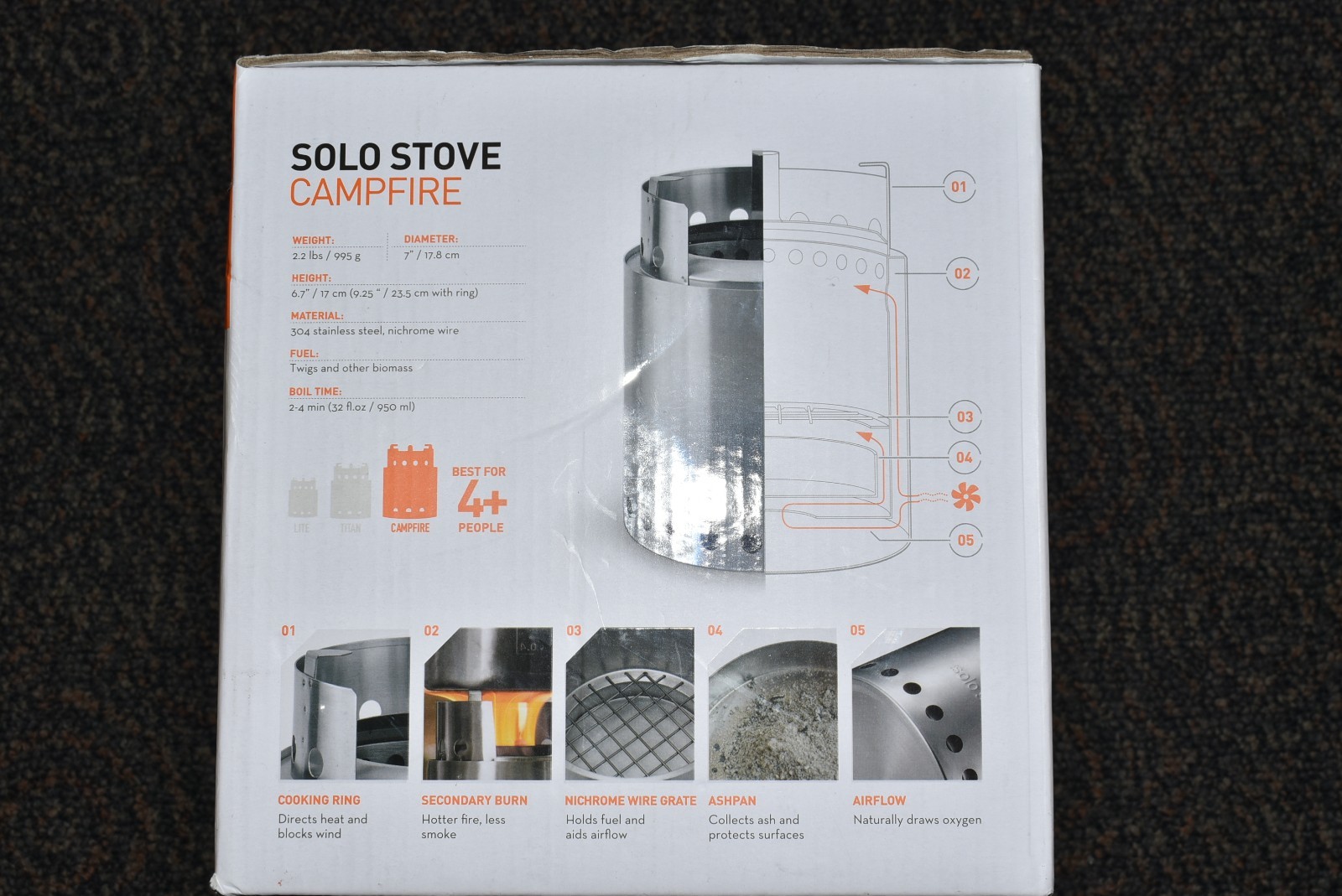 Solo Stove Campfire – 7″ Stainless Portable Camp Stove – New Open Box