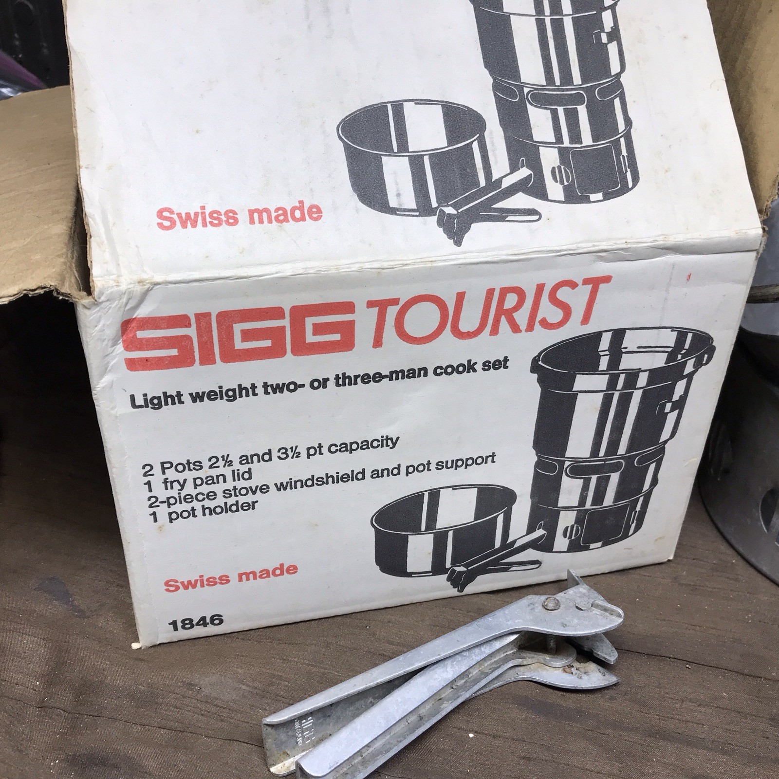 Vintage SVEA 123 Camping Stove W/6 Pcs SIGG Tourist Cook Set